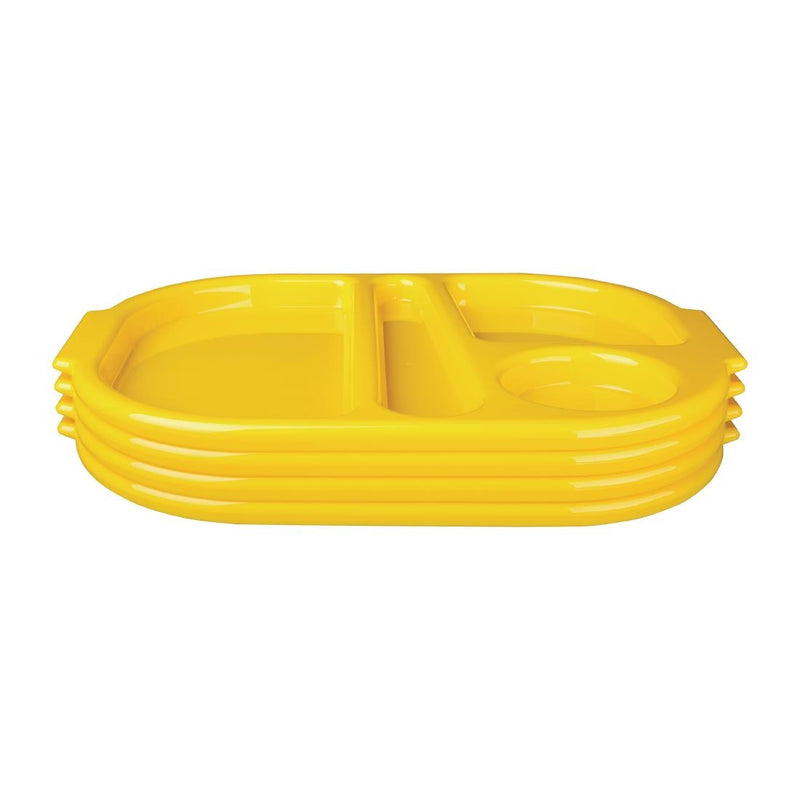 Kristallon Large Polycarbonate Compartment Food Trays Yellow 375mm