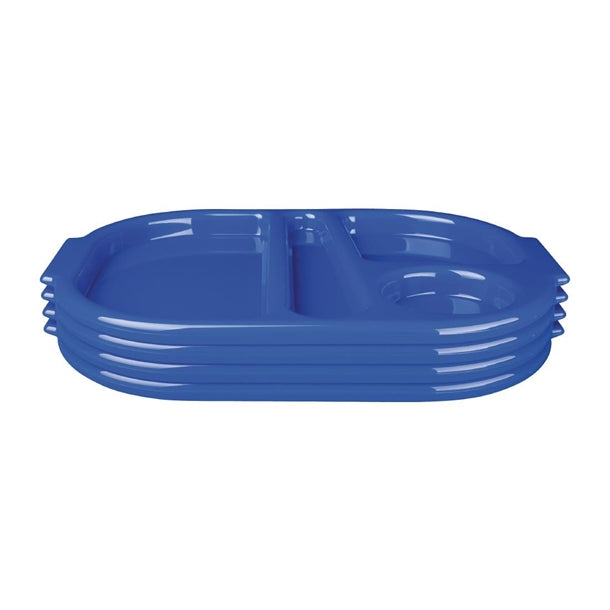 Kristallon Large Polycarbonate Compartment Food Trays Blue 375mm