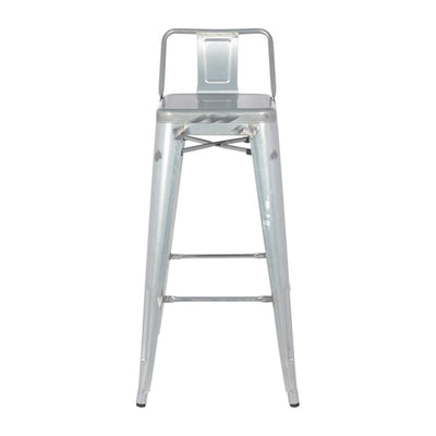 Bolero Bistro Galvanised Steel High Stool with Backrest (Pack of 4)
