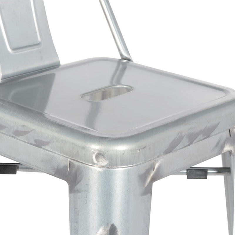 Bolero Bistro High Stool With Backrest Gun Metal (Pack of 4)
