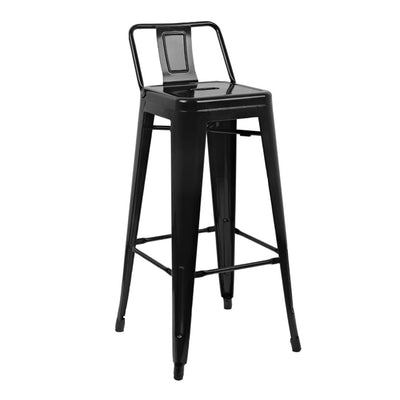 Bolero Bistro Steel High Stool With Backrest Black (Pack of 4)