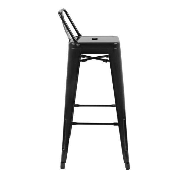 Bolero Bistro Steel High Stool With Backrest Black (Pack of 4)
