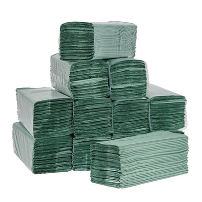 Jantex Z Fold Paper Hand Towels Green 1-Ply 250 Sheets (Pack of 12)