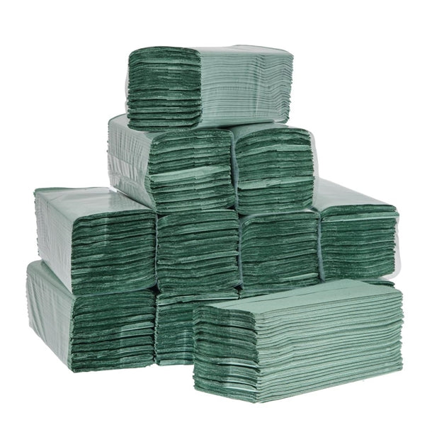 Jantex Z Fold Paper Hand Towels Green 1-Ply 250 Sheets (Pack of 12)