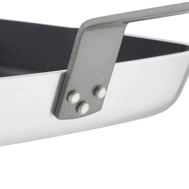 Vogue Square Non Stick Teflon Ribbed Skillet Pan 240mm