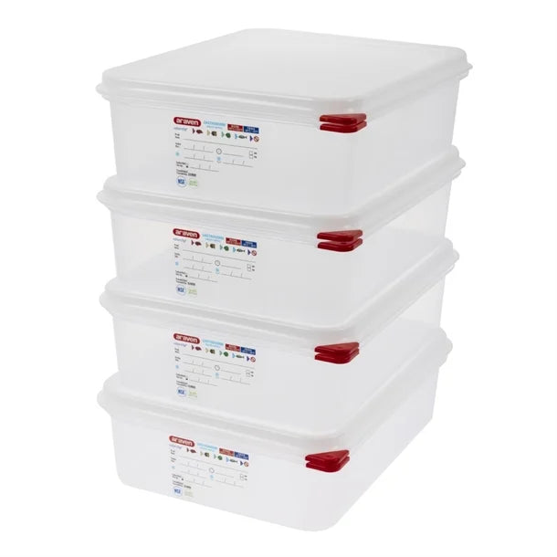 Araven Polypropylene 1-2 Gastronorm Food Container 6.5Ltr (Pack of 4)