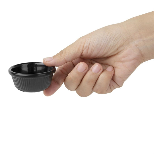 Kristallon Melamine Fluted Ramekins Black 57mm (Pack of 12)