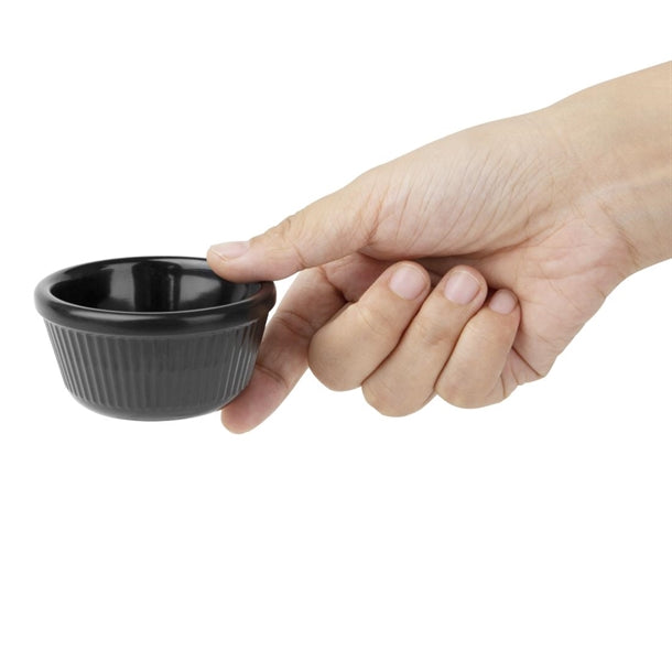 Kristallon Melamine Fluted Ramekins Black 70mm (Pack of 12)