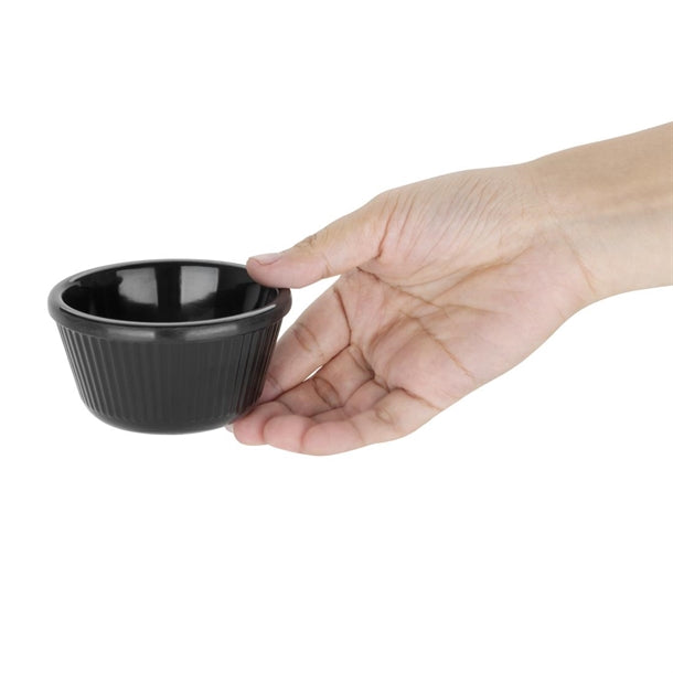 Kristallon Melamine Fluted Ramekins Black 89mm (Pack of 12)