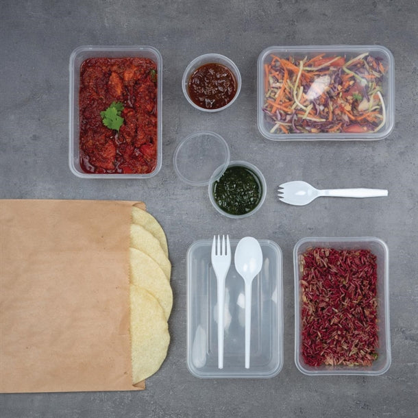 Fiesta Plastic Microwavable Containers with Lid Medium 650ml (Pack of 250)