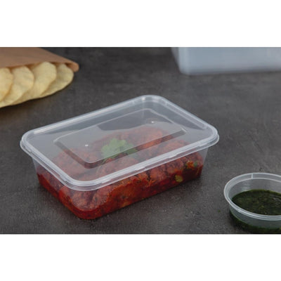 Fiesta Plastic Microwavable Containers with Lid Medium 650ml (Pack of 250)
