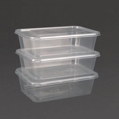 Fiesta Plastic Microwavable Containers with Lid Medium 650ml (Pack of 250)