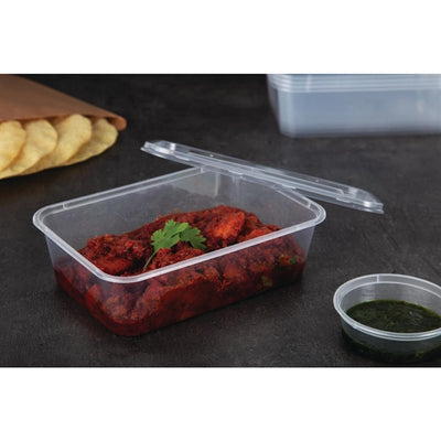 Fiesta Plastic Microwavable Containers with Lid Medium 650ml (Pack of 250)