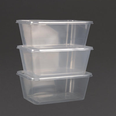 Fiesta Plastic Microwavable Containers with Lid Large 1000ml (Pack of 250)