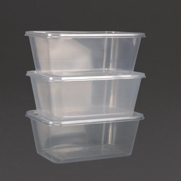 Fiesta Plastic Microwavable Containers with Lid Large 1000ml (Pack of 250)