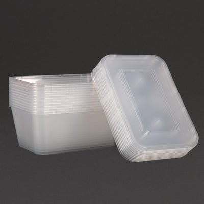 Fiesta Plastic Microwavable Containers with Lid Large 1000ml (Pack of 250)