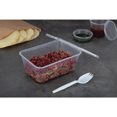 Fiesta Plastic Microwavable Containers with Lid Large 1000ml (Pack of 250)