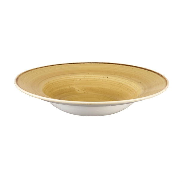 Churchill Stonecast Round Wide Rim Bowl Mustard Seed Yellow 240mm (Pack of 12)