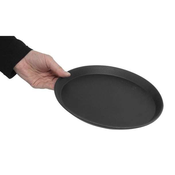 Cambro Camtread Large Fibreglass Oval Non-Slip Tray Black 600mm
