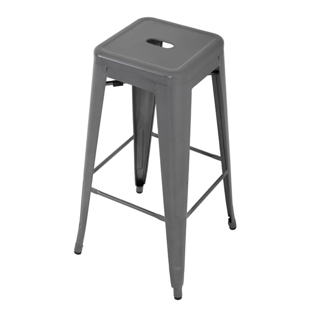 Bolero Bistro Steel High Stool Gun Metal (Pack Of 4)