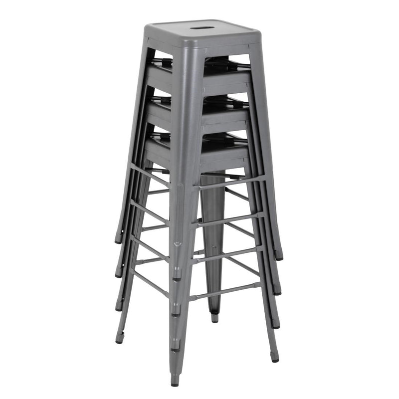 Bolero Bistro Steel High Stool Gun Metal (Pack Of 4)