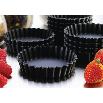 Matfer Bourgeat Exoglass Round Fluted Tartlet Mould 100mm (Pack of 12)