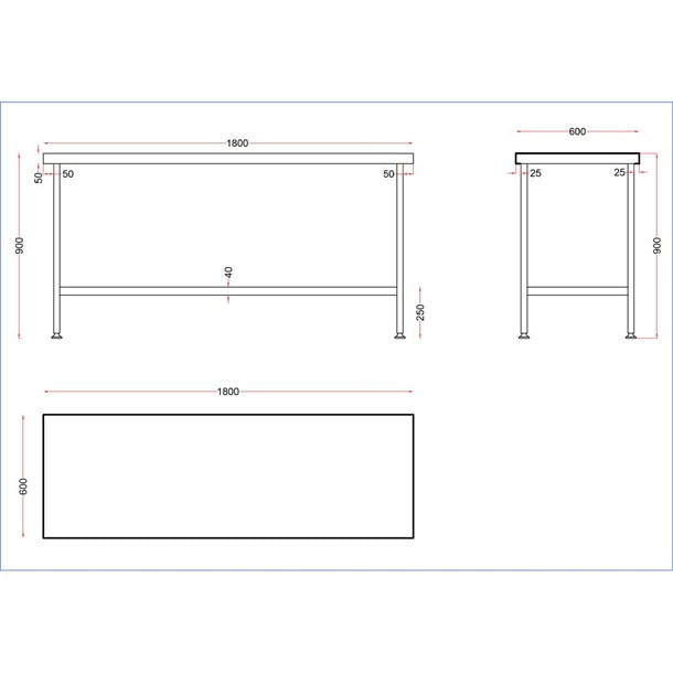 Holmes Stainless Steel Centre Table 1800mm