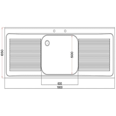 Holmes Stainless Steel Sink Double Drainer 1800mm