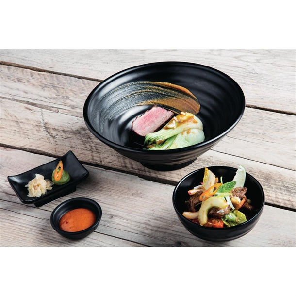 Kristallon Fusion Melamine Large Bowls Black 230mm (Pack of 4)