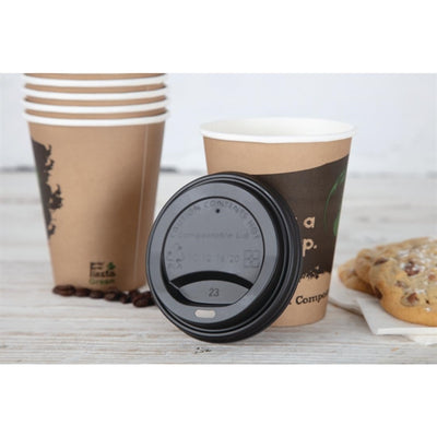 Fiesta Green Compostable Coffee Cup Lids 340ml - 12oz (Pack of 1000)