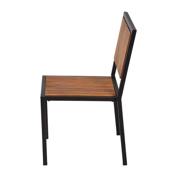 Bolero Steel & Acacia Side Chairs (Pack of 4)