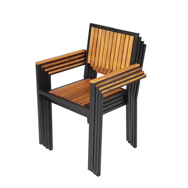 DS151 - Bolero Steel & Acacia ArmChair (Pack 4)