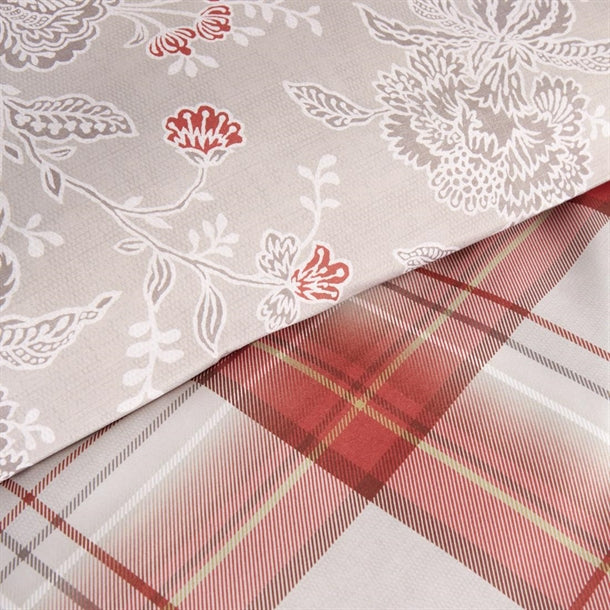 Mitre Essentials Chatsworth Hardwick Taupe-Connel Claret Duvet Cover - Single