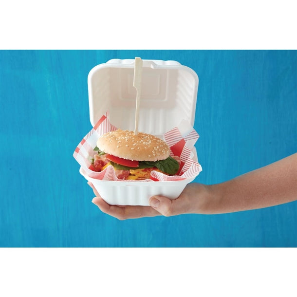 Fiesta Green Compostable Bagasse Burger Boxes with Side Ridges 152mm (Pack of 500)