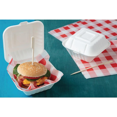 Fiesta Green Compostable Bagasse Burger Boxes with Side Ridges 152mm (Pack of 500)