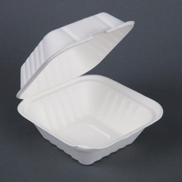 Fiesta Green Compostable Bagasse Burger Boxes with Side Ridges 152mm (Pack of 500)