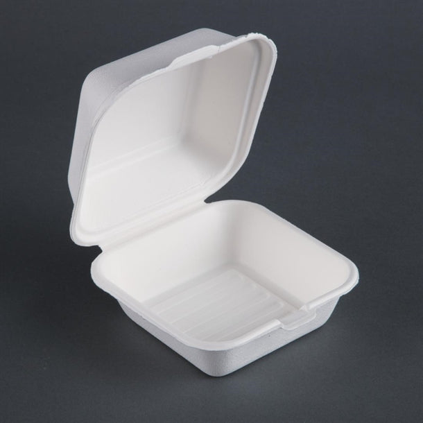 Fiesta Green Compostable Bagasse Burger Boxes with Bottom Ridges 153mm (Pack of 500)
