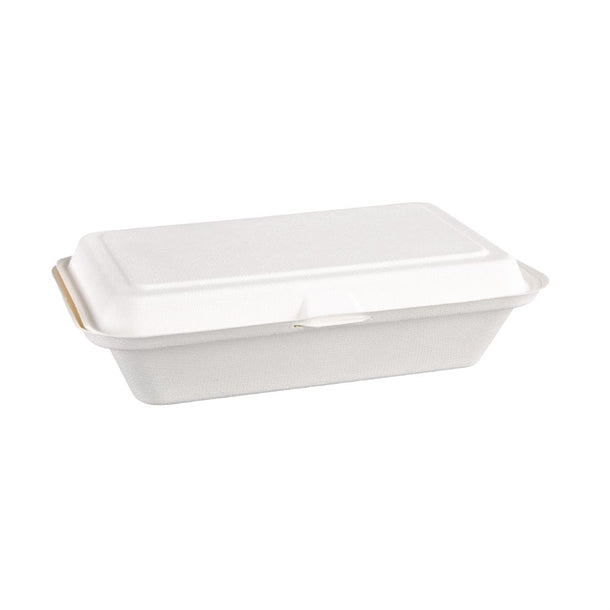 Fiesta Green Compostable Bagasse Hinged Food Containers 248mm