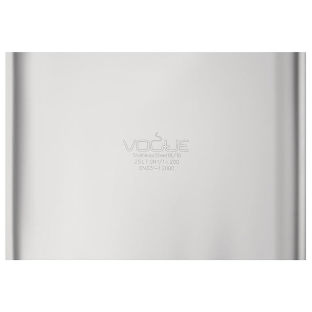 Vogue Heavy Duty Stainless Steel 1-1 Gastronorm Pan 200mm