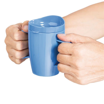 Kristallon Heritage Double-Handled Mugs with Lid Blue 300ml (Pack of 4)