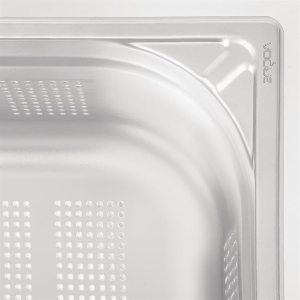 Vogue Heavy Duty Stainless Steel Perforated 1-1 Gastronorm Pan 150mm