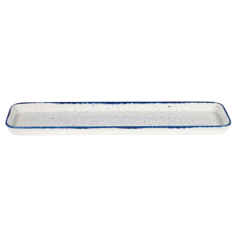 Churchill Stonecast Hints Rectangular Flat Trays Indigo Blue 150 x 530mm (Pack of 4)