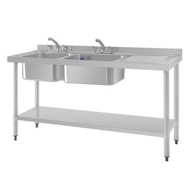 Vogue Double Sink Right Hand Drainer 1500mm