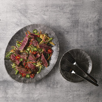 Churchill Stone Quartz Black Orbit Oval Coupe Plates 317mm (Pack of 12)