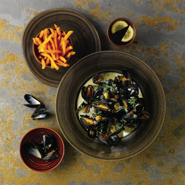 Churchill Stonecast Patina Profile Wide Rim Bowls Iron Black 280mm (Pack of 12)