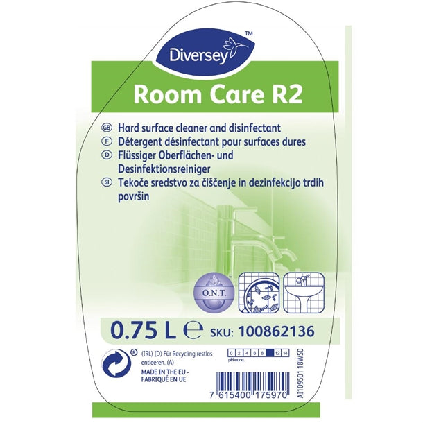 Room Care R2 Hard Surface Cleaner and Disinfectant Ready To Use 750ml (6 Pack)