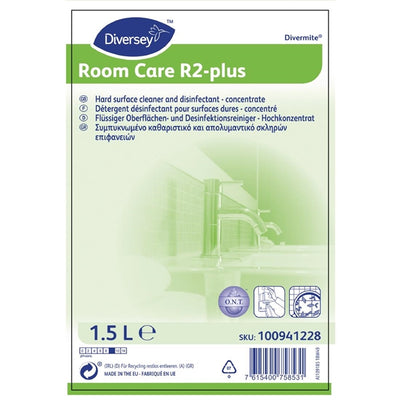 Room Care R2-plus Hard Surface Cleaner and Disinfectant Concentrate 1.5Ltr (2 Pack)