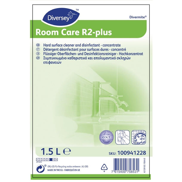 Room Care R2-plus Hard Surface Cleaner and Disinfectant Concentrate 1.5Ltr (2 Pack)