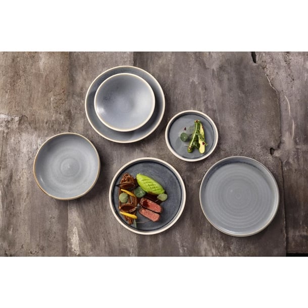 Olympia Canvas Shallow Tapered Bowl Blue Granite 200mm (Pack of 6)