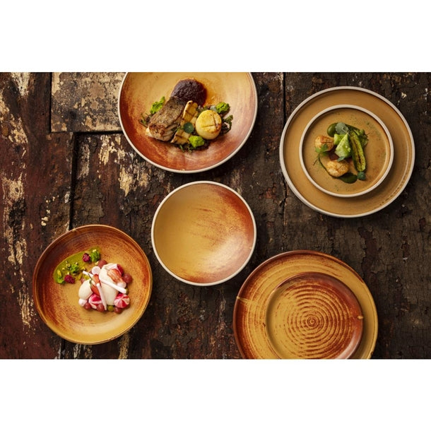 Olympia Canvas Small Rim Round Plate Sienna Rust 265mm (Pack of 6)